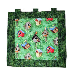 Quilted Wall Hanging Fabric Bird House Print Birds appx 21" x 21" Hand Made
